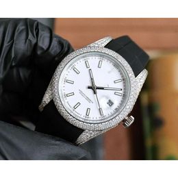 luxury diamond watches ice out watch for man high quality datejusts date day menwatch 50YW mechanical movement uhr crown bust down montre full diamond rolx reloj