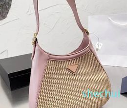 Designer totes Fashion Leather Shoulder Messenger Portable Grass Woven Handbag Panel