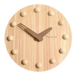 Wall Clocks 1pc Simple Clock Wooden Design Round Hanging Modern Home Office Living Room Decoration