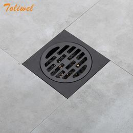 Drains Black Bathroom Square Shower Drain Stainless Steel Floor Drainer Trap Waste Grate Round Cover Hair Strainer 230414