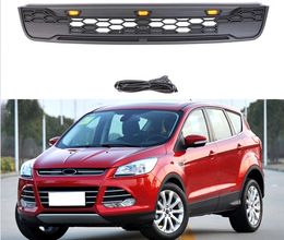 Modified Racing Grills With Letter LED ABS Grill Mesh Raptor Grille Mask Trims Cover Fit For Ford Kuga Escape 2013 2014 2015