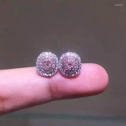 Stud Earrings Temperament Sweet Pink Cubic Zirconia Fashion Jewellery For Women Wedding Engagement Party Fancy Accessories
