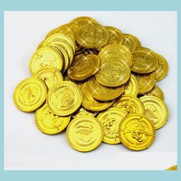 Party Favour Plastic Gold Pirate Coins Birthday Christmas Holiday Treasure Coin Goody Loot Bag Pinata Filler Toy Favortheme Decoratio Dhdpm