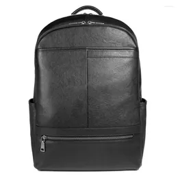 Backpack Men Genuine Leather Fashion Large Capacity Women Natural Cow Rucksack 15.6 Inch School Bag Big Office Daypack