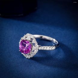 Cluster Rings FIY Pink Sapphire Ring Real Pure 18K Natural Gemstones 2.040ct Diamonds Stone Female Holiday's Presents
