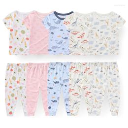 Clothing Sets Unisex 2 Pieces Tops Pants Baby Girl Clothes Cartoon Print Summer 1-5T Cotton Boy Short Sleeve Pyjamas Bebes
