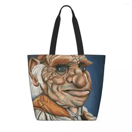 Shopping Bags Reusable Labyrinth Hoggle Bag Women Shoulder Canvas Tote Portable Oil Painting Grocery Shopper