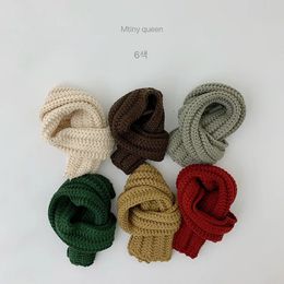 Scarves Wraps Autumn Winter Children Scarf Knitted Cotton Solid Warm Thick Scarf Korean Style Stretch Soft Infant Scarf 231114