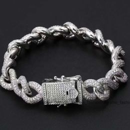 Authentic Zircon Luxury fork Cuban Link Chain Ice Bracelet for men Hip Hop jewelry
