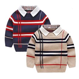 ملابس الأطفال Pullover Winter Winter Top 2-8y Boy Sweater Stuled Long Sweater Jentleman Kids Spring Autumn Cardigan Baby Sweater 231114