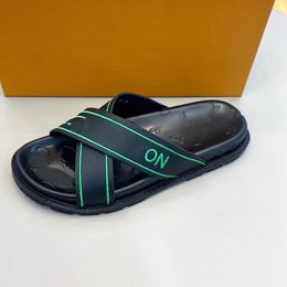 5A Designer Slippers slides men WATERFRONT mule sandal Summer Flats real leather Shoes Beach Effortlessly Stylish Slides 2 Straps with Adjusted Gold Buckles 06