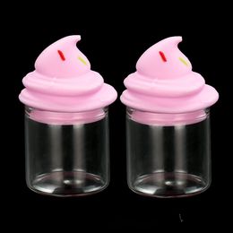 Ice Cream Shape Glass Bottle with Silicone Cover Cap 15ml Silicon Container Nonstick Wax Containers Box Jars Dab Tool Storage Jar Oil Holder Lid Cosmetic Dry Herb DHL