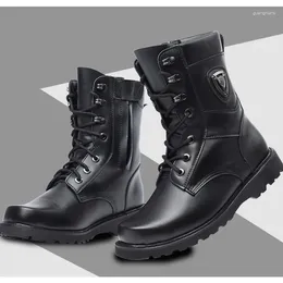 Boots 2023 Mens Zipper Black Tactical Military Man Anti Slip Leather Army Men Training