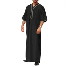 Men's Sleepwear Fashion Male Robe Homewear Kaftan Knee-length Long M-2XL Mens Muslim Nightgown Polyester Saudi Abaya Arab