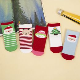 New Autumn And Winter Children High Quality Cotton Christmas Kids Anti Pilling Thickened Baby Socks 5 Doubles