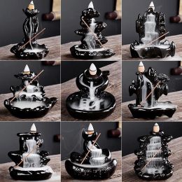 Ceramic Glaze Waterfall Backflow Incense Burner Censer Holder Cones Home decoration Incense Cones Burner Stick 1114