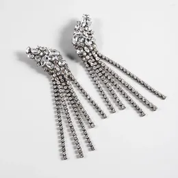 Dangle Earrings Lady Exaggerated Temperament Long Tassel Rhinestone Drop For Women Shiny Crystal Waterfall Jewellery