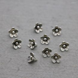 Pendant Necklaces 5PCS Flowers Button Metal DIY Fittings For Accessory Machining Parts Silver-plate 7 9mm Components Findings