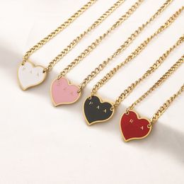 Designer Heart Necklaces 18K Gold Plated Fashion 4 Style Pendant Necklace Spring Family Gift Jewelry Long Chains Luxury Brand Black Choker jewelry wholesale ZG2263