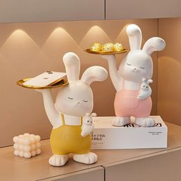 Decorative Objects Figurines Creative Resin Rabbit Tray Storage Ornaments Living Room Porch Desktop Key Small Items Crafts Home Decoration Accessories 231114