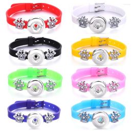 Bangle 15PCS Snap Jewelry Candy Colors Silicone Crown Bracelet For Women 18mm Leather Bracelets