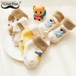 Kids Socks 5Pairs/Set Winter Warm Strip Baby Cute Cartoon Dot Thick Boys Girls Floor Sock Star Soft Newborn Toddler Kids TerryL231114