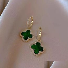 Charm Four-Leaf Clover Earrings For Women Senior Classic Small Fragrant Wind New 18K Gold Light Luxury Flash Mens Drop Delivery Jewelr Otcyk