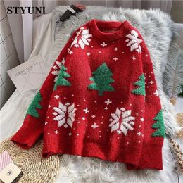Women's Sweaters Christmas Tree Knitted Pullover ONeck Long Sleeve Loose Sweater Korean Fashion Autumn Winter Female Tops 2023 231113