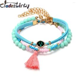 Strand Chadestinty Female 3PCS Layered Bracelets For Women Bohemia Beads Bracelet Tassel Bangles Ethnic Jewellery Pulseras Etnicas