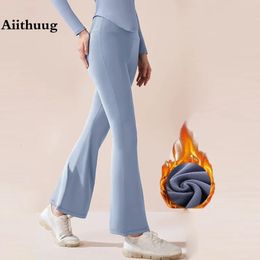 Yoga Outfit Aiithuug Winter Warm Pants Brushed Inner Velvet Bell Bottoms Bootcut Leggings Legging Flare Streamlined 231114
