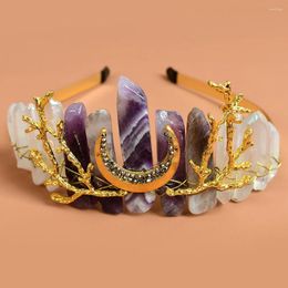 Hair Clips Amethyst Crystal Healing Energy Headband Handmade Hoop Accessories Natural Stone Crown Witch Head Band Jewellery