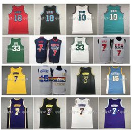 SL Basketball Jersey Mike Bibby Larry Team Usa Bird Carmelo Anthony Green Whit Blue Ing Name Number