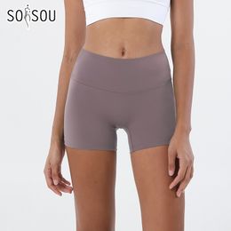 Women's Shorts SOISOU Fitness Shorts Female Tight Cycling Shorts Yoga Shorts Breathable Sports Pants High Waist No Awkward Lines Pants 230414