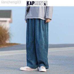 Men's Pants KAPMENTS Men Corduroy Harajuku Wide Leg Pants 2023 Overalls Mens Japanese Streetwear Sweatpants Male Korean Casual Joggers Pants W0414