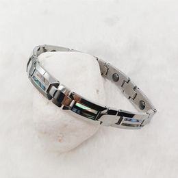 Link Bracelets Designer Real Tungsten Fashion Jewelry Natural Abalone Shell Charm Bracelet For Men Male Magnet Men's Never Fade