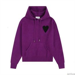 Amis Pull Amisweater Knitted Sweater Hoody Amis Paris Hooded Pullover Red Heart Men Women Casual Sweatshirts Coeur Heart Love Pattern Sweat Jumper 3768