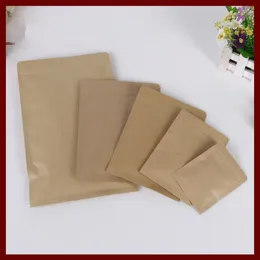 Jewellery Pouches 500pcs 13x21cm Flat Brown Kraft Paper Bag No Window Not Stand Up Zipper/zip Lock Packaging Bags For Gifts/tea