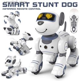 Electric/RC Animals RC Stunt Robot Dog Intelligent Robots Kids Toy Remote Control Music Touch Singing Follow Walking Electric Animals For Girl Q231114