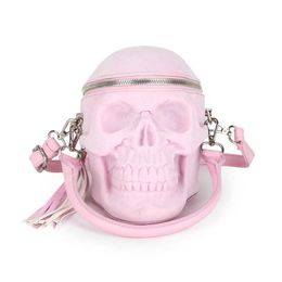 New Skull Head Handbag Punk Gothic Harajuku Style Dark Black One Shoulder Crossbody Bag 231114