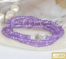 Chains 18" 2X4mm Faceted Rondelle Light Purple Amethyst Gems Beads Necklace Clasp V1748