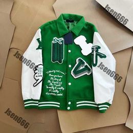 Varsity Designer Biker Jacket Men Fashion Brand Mens Jackets Women Jacket l Vintage Loose Long Sleeve Green Baseball Hip Hop Autumn Casual Warm Bomber O14Z