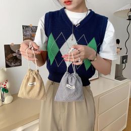 Shopping Bags Cute Corduroy Small Coin Purse Drawstring Bag Handbags Woman Jewelry Lipstick Cosmetic Tote Rope Storage Pouch String