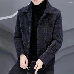 Men's Jackets Men Fall Winter Coat Turn-down Collar Single-breasted Jacket Long Sleeve Loose Thick Warm Soft Cardigan