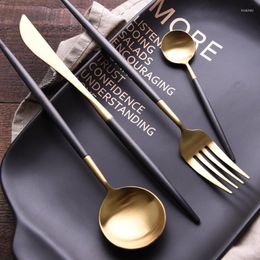 Dinnerware Sets Black Gold Creativity Fashion Cutlery Set Luxury Portable Stainless Steel Gift Juegos De Vajilla Kitchen Accessories EC50CJ