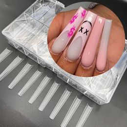 500pcs/box XXL No C Curve Straight Tapered Square False Nail Tips Clear Natural Long Acrylic Press on Fake Nails 230413