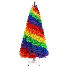 Christmas Decorations 7FT Artificial Hinged Colourful Rainbow Full Fir Tree with 1213 Tips CM22830 231113