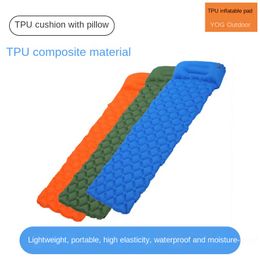 Integrated TPU foot pedal for outdoor camping portable high elasticity waterproof and moisture-proof inflatable cushion for single person