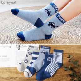 Kids Socks 5Pairs/Lot Children's autumn and winter cartoon tube Breathable Cotton Kid For Boys Girls 1-12 YearsL231114