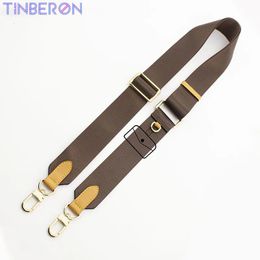 Bag Parts Accessories TINBERON Bag Strap Luxury Designer Brown Canvas Shoulder Strap Beeswax Leather Adjustable Crossbody Bag Strap Bag Accessorie 231114