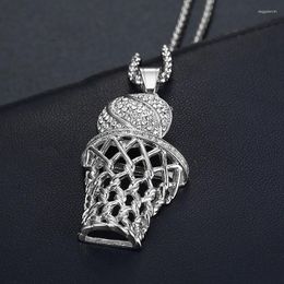 Pendant Necklaces Trendy Bohemian Crystal Inlaid Basketball Frame Rhinestone Necklace Accessories Jewellery